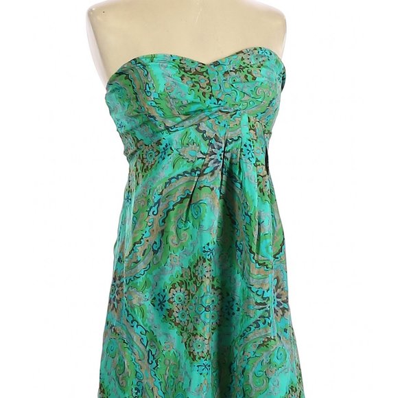 J Crew Size 0 Teal Green Strapless Silk Cocktail Dress - Picture 6 of 6